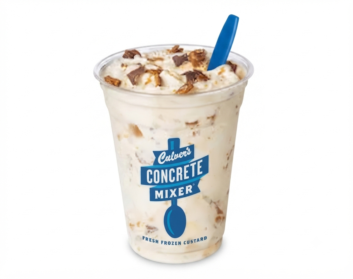 Culver's concrete mixer with mix-ins in a Culver's cup