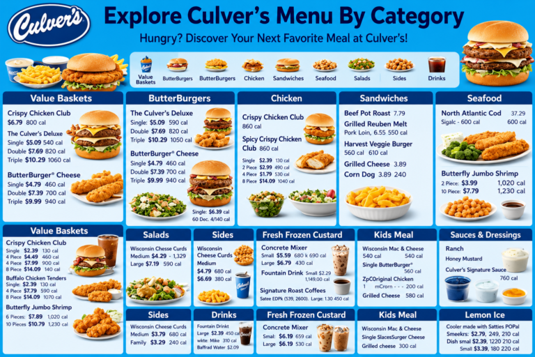 Culver's Menu Prices 2026 – Full Price & Nutrition Guide